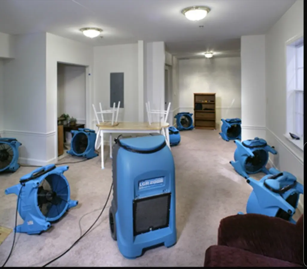 Air movers and dehumidifier setup for Water Damage Restoration in Inverness Highlands South