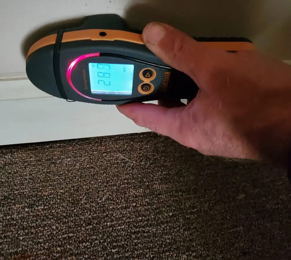 Moisture detection at baseboard during Storm Damage Restoration in Inverness Highlands South